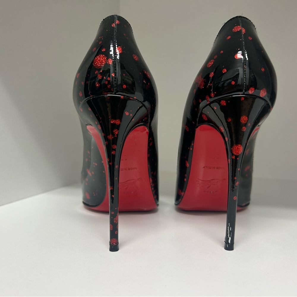 Christian Louboutin Pigalle Follies Black Patent sz 37 red black w box 100mm - Picture 5 of 15